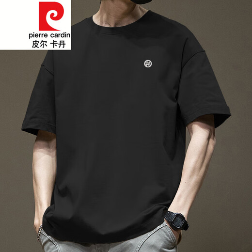 皮尔卡丹（pierre cardin）潮流美式短袖T恤男夏季新款宽松港风 白色-1365短袖-棉 S 【建议80-110斤】