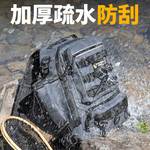 Camper Lure Bag Backpack Single Shoulder Crossbody Bag Multifunctional Fishing Bag Fishing Gear Rod Bag Fishing Storage Bag Samurai Black - Single Shoulder Backpack Naked Bag + Bait Box