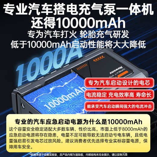 Newman (Newsmy) 3C certified M5 car emergency starting power supply with power bank air pump all-in-one outdoor power supply car battery power up portable power bank air pump 10000mAh
