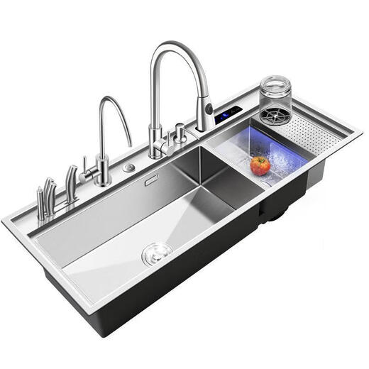 
E-Yashite intelligent purification sink ultrasonic dishwashing kitchen integrated fully automatic cleaning and vegetable washing machine stainless steel Black King Kong Nano 12048 [Facerator set]