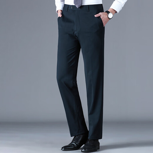Pier Cardan trousers men's spring and summer thin middle-aged men's high elastic non-iron comfortable straight pants casual breathable suit pants F9906 blue 35 (2.8 feet waist)