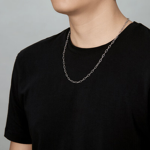 Saturday Fortune (ZLF) pt950 platinum necklace men's retro fashionable electric black interlocking plain chain clavicle chain 58cm-23.56g