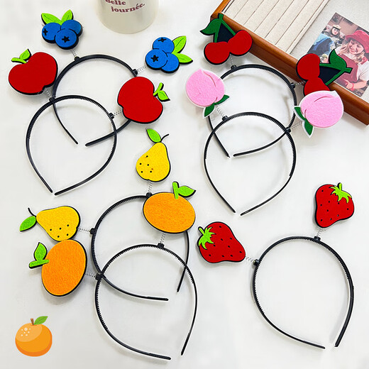 Zi Jiafu Children's Day Decorative Hair Accessories Sports Games Performance Props Watermelon Strawberry Banana Fruit Spring Headband Hairpin Strawberry Spring Headband