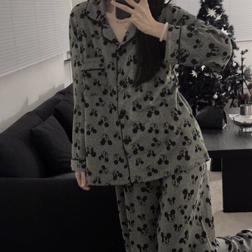 HUALIN FASHION女士棉睡衣春秋季蕾丝长袖家居服两件套 E6621 180 XL 【110-130斤】