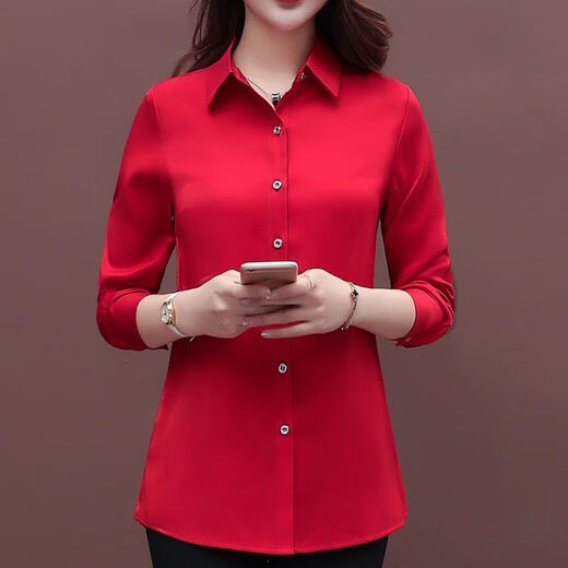 皮尔卡丹（pierre cardin）【9716人好评】春秋纯色白衬衫女外穿上衣长袖气质百搭打底衫宽松 白色 【春秋季不加绒】 L 【建议85-100斤】
