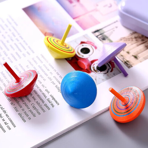 Small gyro toys hand twisted children's wooden hand-turned nostalgic gyro decompression and adult decompression kindergarten creative gifts Rotating small gyro [10 random] wooden