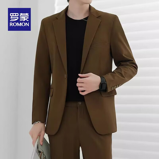 ROMON high-end casual suit men's business formal attire handsome spring and autumn Korean style versatile loose suit top dark gray - suit jacket single piece M recommended 100-120 Jin Jin equals 0.5 kg