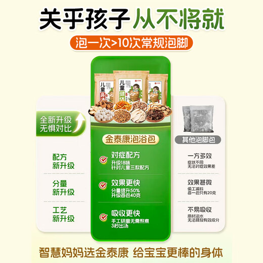 Jintaikang children's foot bath medicated bag 40g*30 bags, regulating the spleen and stomach, removing dampness, medicated bath bag, mugwort leaf baby foot bath bag