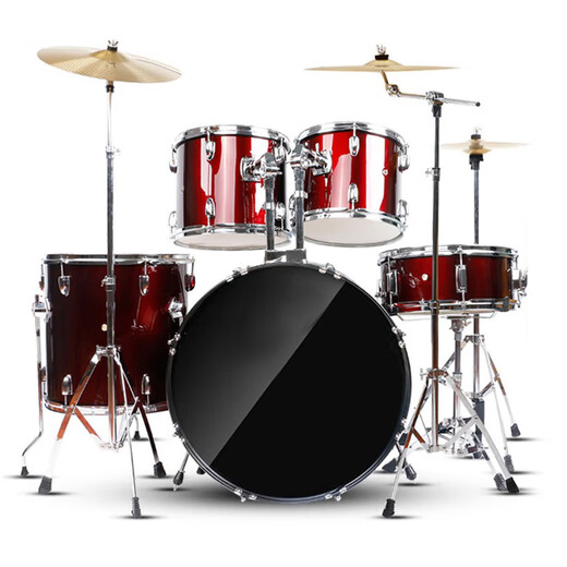 Tang Jue (TALLJO) neues Schlagzeug-Set für Erwachsene, Anfänger, Praxis, allgemeine Praxis, Prüfung, Jazz-Schlagzeug, 5 Trommeln, 3 Becken, rot