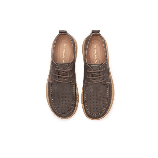 Zapatillas Red Dragonfly Workwear 2025 Summer Hollow British British Lace-Up Casual Leather Shoes WJL25043 Gray 40
