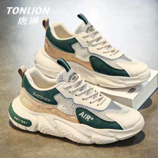 Tang Lion (Tonlion) Herrenschuhe Sommer Mesh Schuhe Herren Trendy Casual Sports Schuhe Herrendicke Vaters Schuhe Trendy Schuhe Reisgrün Größe 42