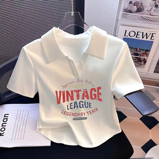 Rongxitu Sommer Trendy Shirt Nische Design Slim Slim Damen Short Top 702-White-36 L