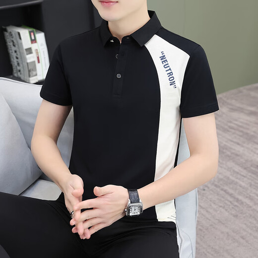 管晨无锡瑞升纺织服饰T恤夏季拼色Polo男士短袖t恤翻领新款 白色Q733翻领短袖 M 均码