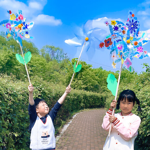Sweet Spot Wind Moulin à vent DIY Small Matière de vent Graffiti Graffiti Rotating Kindergarten Handheld Outdoor Wind Moulin