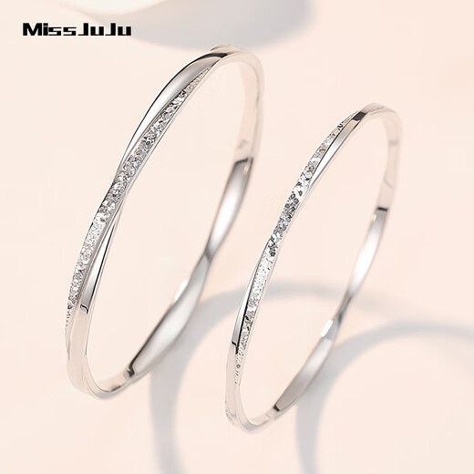 Miss JuJu pt950 platinum Möbius ring bracelet for women, new platinum crushed ice perfect round bracelet, inner diameter 52mm, weight 16.59 grams, about 3mm thick