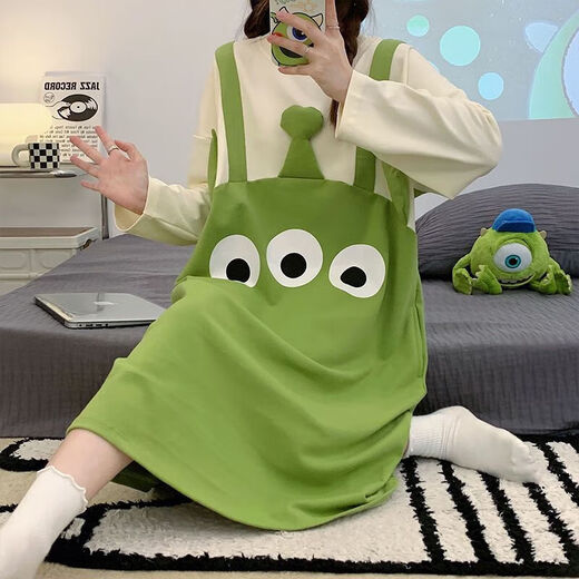 Liumanli lindo camisón para niñas en primavera y otoño verano de algodón puro pijama de manga larga para estudiantes de estilo de estilo de estudiantes puede usar ropa casera afuera de j16854 m