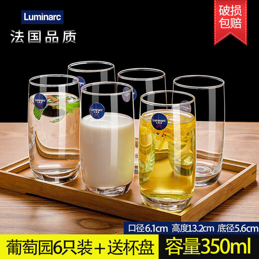 Copa de vidrio de vidrio de vidrio Copa de agua para el hogar Copa de té taza de leche Copa de leche Copa de agua bebida Copa de bebidas 6 Set 6 paquetes/290 ml de alta gama 13790+ Porta de desagüe Portal