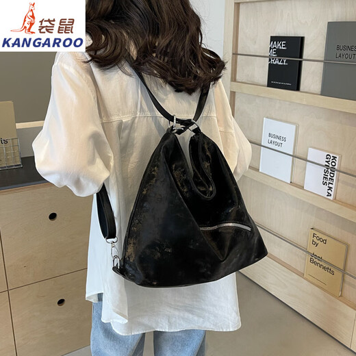 袋鼠托特包2025新款大容量通勤包双肩单肩斜挎手提包质感百搭外出包 粉色1389 普通版(材质偏薄日常搭配)