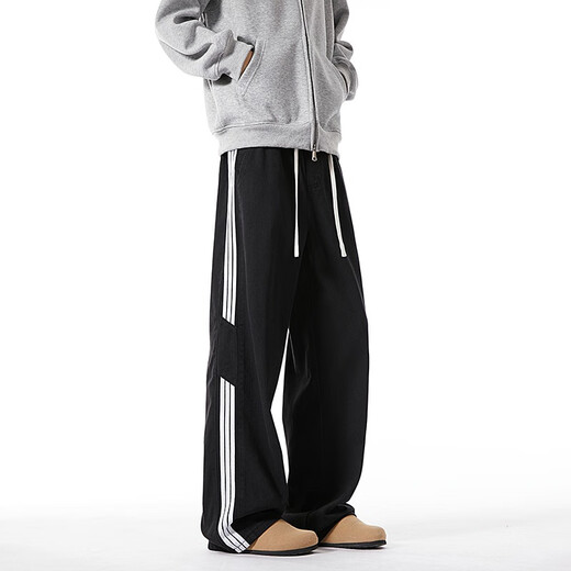 
Black box white American three-bar straight jeans men's spring and summer new loose trendy brand washing wide-leg pants casual trousers WKXS-K1047 black 3XL