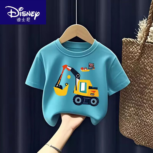 迪士尼（Disney）夏季男童t恤卡通薄款上衣2025新款儿童宝宝短袖洋气男 1049# 后包T 深蓝 120