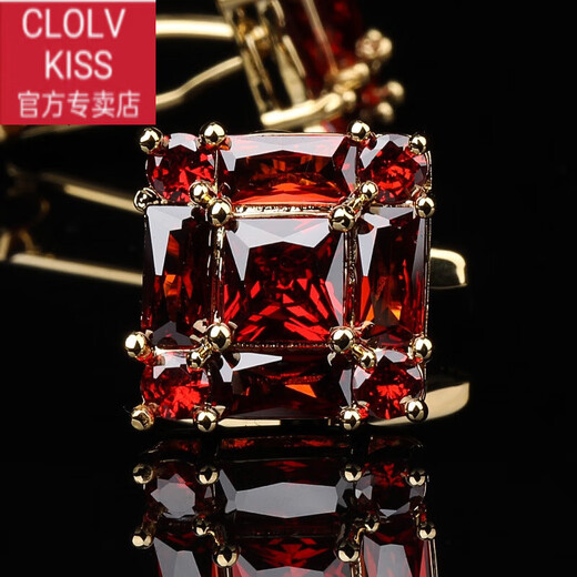 Clolv kiss gift box high-end French men's cuff studs shirt cufflinks sleeve studs men's and women's crystal cufflinks business French buttons golden red crystal cufflinks gift box