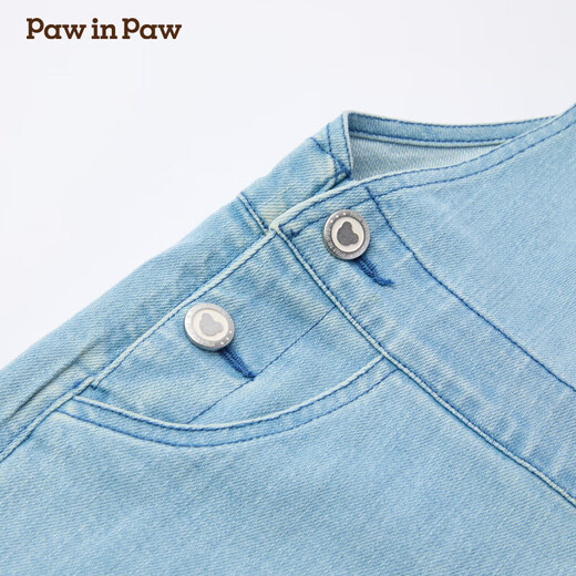 PawinPaw Bingfumei Cartoon Bear Children's Wear 25th Spring and Summer New Girls Loose Denim Overalls