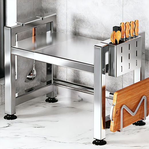 Kunfeng microwave oven rack rice cooker storage rack countertop 304 stainless steel kitchen double-layer storage rack oven rack double-layer length 53cm standard version reinforced and bold