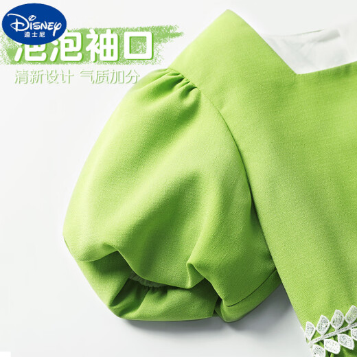 迪士尼（Disney）女童连衣裙夏季儿童方领泡泡袖A字裙2025新儿童节礼物 GBD13897X绿 110 cm身高100-110cm年龄4-5岁