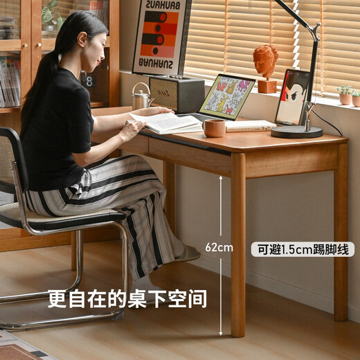 Genji Wood Language Solid Wood Desk Retro Study Desk Cherry Wood Home With Drawing Study Table Reliable Wall Table 1.2 Meter Table