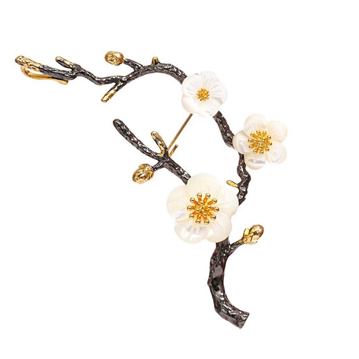 Feiyu A natural mother-of-pearl plum blossom brooch brooch for women Chinese style new Chinese style light luxury high-end exquisite high-end fashion design gun black winter plum brooch