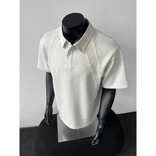 Fengfeng Space Cotton American Polo Рубашка мужская высококачественная футболка для сплайсинга в тяжелом весе Генри шейный шейный серая передняя часть плеча с коротким рукавом светло-серый [обновление] 90% покупатели выбирают 3xl Рекомендуемое 165-180jin [Jin равняется 0,5 кг]