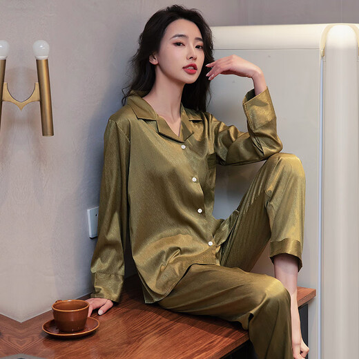 Victoria's Style Pyjama für Frauen im Frühling und Herbst Sommer Sexy Ice Seide Dünne Langarm Französisch Pure Wunsch, reine weiße Hauskleidung zu tragen 6623 Weiß One Size M M.