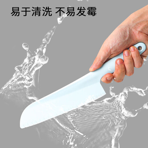 东之天地儿童不伤手塑料辅食菜刀水果刀安全早教幼儿园切水果教学砧板套装 【蓝色】安全刀具套装【6件套】