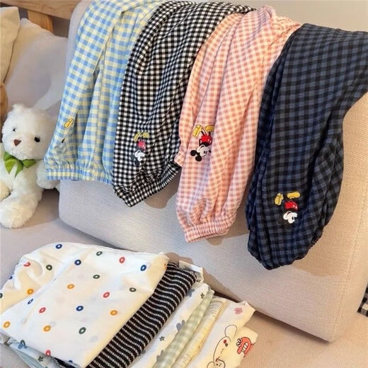 Fhhuabd Pyjama Hosen Mickey Plaidhose Frühling und Sommer Dünne Freizeithosen zu Hause und die Schüler können im Herbst 854 eine Walkhose nehmen [Hosen] l [95-115jin [Jin entspricht 0,5 kg]]