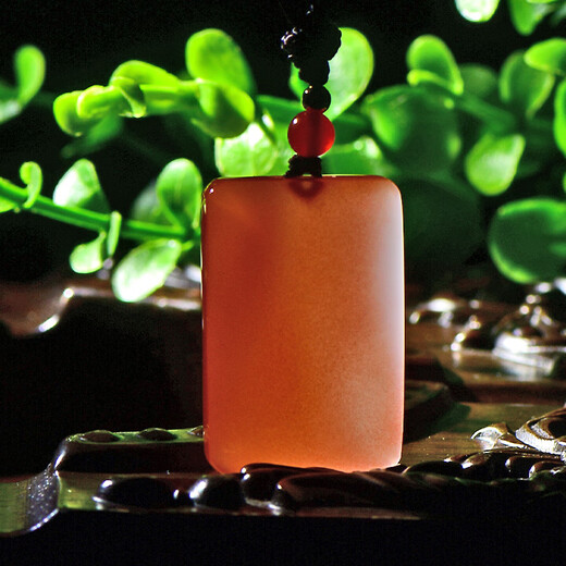 Keyu Keke Own Nanhong Agate Nothing Pillar Pendant, Flame Pattern, Floating Flower, Peaceful Red Fire Jade Pillar, Gift, Nine M9866q