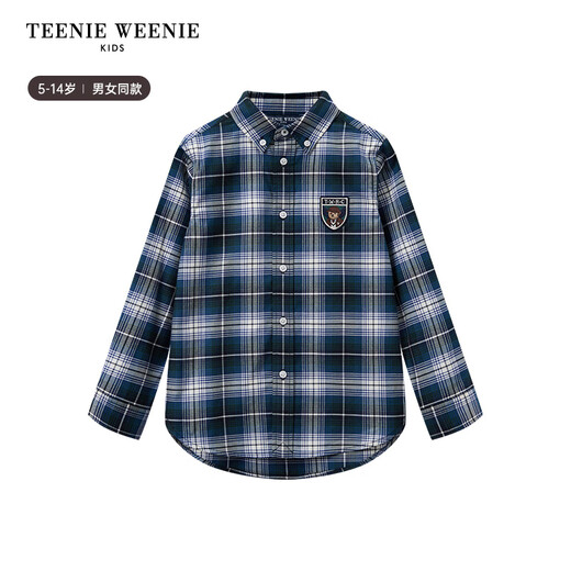Teenie Weenie Kids 24 Autumn New Boys and Girls Retro Embroidered Classic Plaid Shirt Brown 130cm