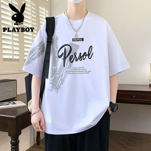 Playboy (Playboy) T-shirt à manches courtes Boy Junior High School Élève lâche Hong Kong Top Teenager Big Children Childre