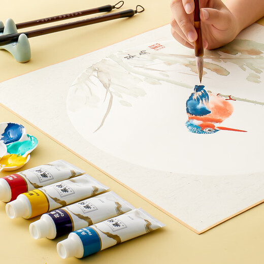 Liupintang 12-color Chinese painting paint set large capacity 32ml beginners and adults entry-level Chinese painting ink and brush special boxed paint brush painting materials 12 sets