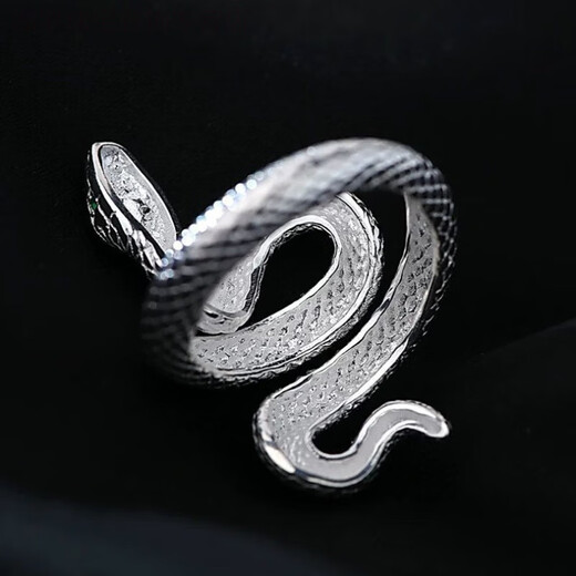 Tongrubi 999 sterling silver pure silver snake-shaped ring men and women niche snake snake birth year ring pure silver snake code