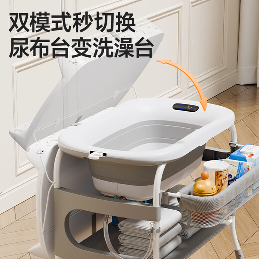 小主早安（BeBeMorning）二合一尿布台婴儿护理台新生儿换尿布台按摩抚触宝宝多功能可折叠 二合一尿布台【带测温浴盆+换尿