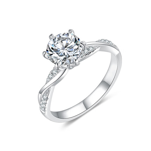 IDC Henan artificially cultivated diamond 18K gold diamond ring engagement 1 carat twist arm ring women's Valentine's Day gift for wife PT950 platinum D color/VVS/NGIC certificate 30 points heavy gold version