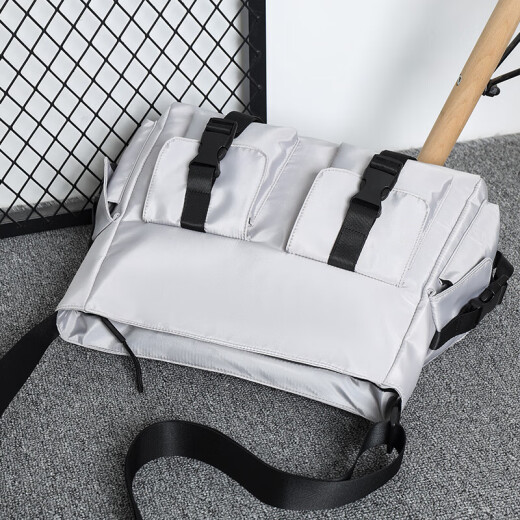 Casual versatile multi-pocket simple solid color large capacity men's crossbody bag black