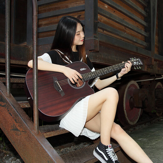 Banston Guitar 41 Inch Folk Guitar Retro Catalogue Guitar Beginners Students Men and Women Beginners Practice Guitar 41 Inch JF Bucket Latte Color Veneer +