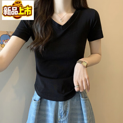 初径（CHUJING）短袖恤女2025新款甜辣胖大码女夏装宽松微胖正肩显瘦遮肚上衣 白色 829-方领弧形下摆 【版】 M 适合80-100斤