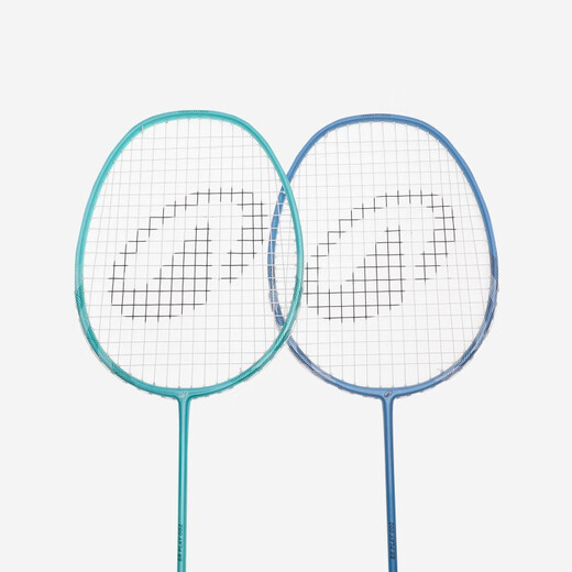 迪卡侬初学成人青少年耐打轻盈金属碳铝复合羽毛球对拍超轻蓝绿-5669687