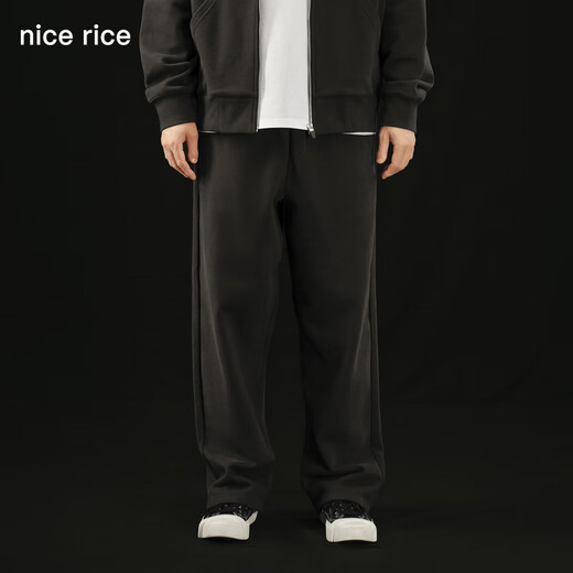 nice rice好饭 r.系列500G全棉直筒休闲卫裤[商场同款]NCQ12027 深灰色（500G） M