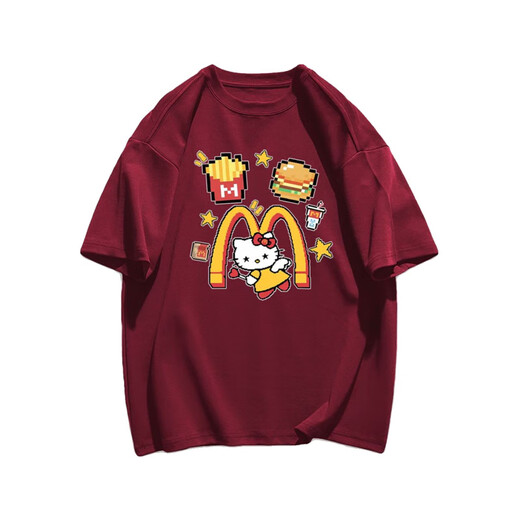 Nukm Heavy Cotton American Modemarke Cartoon Hellokitty Kurzärmelte T-Shirt Männer und Frauen Sommer Casual Mode Tops Ins reine Baumwolle 1416 Pommes Kelly Cat Dragon Fruchtfarbe s