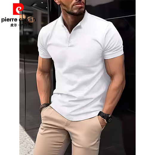 Pierre Cardin (Pierre Cardin) Europäische und amerikanische INS2025 Sommer Polo-Shirt T-Shirt Einfacher schlanker Geschäftsleiter Henry Neck Sport Polo Shirt [Macho-Männerstil] Schwarz (Fremdgröße ist zu groß) xs