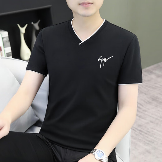 
Men's short-sleeved T-shirt 2025 summer new slim-fitting trend versatile T-shirt ins cotton casual tb-d7029 white 10XL m Recommended 100-115Jin [Jin equals 0.5 kg]