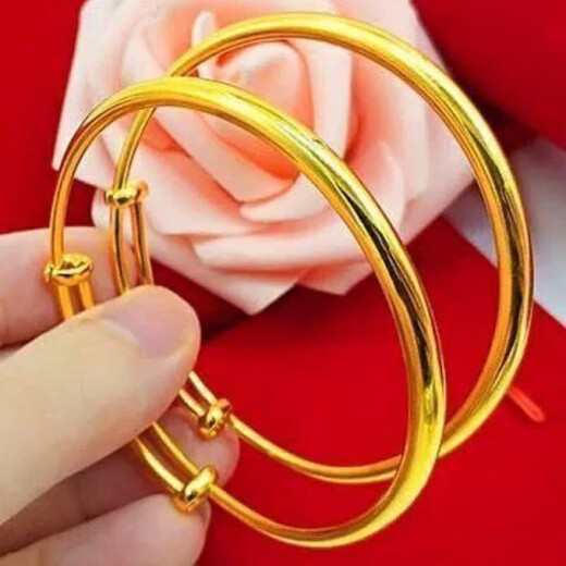 KZD Big Pickup 24 Pure Gold Bracelet Women's New Fashion Round Belly Solid Copper Alloy Bracelet Gift 18K (Glossy Bracelet-) 25g 10% Off Sold Out -